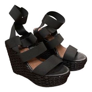 Donald J Pliner WINNIE Basic Elastic Platform black wedges